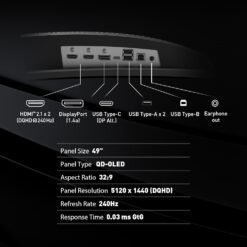MSI MPG 491CQPX QD-OLED 49-inch OLED Gaming Monitor 5120 x 1440 (DQHD) 240Hz 0.03ms Adaptive-Synch VESA Mountable 11 MSI MPG 491CQPX