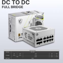 MSI MAG A850GL White 850W PCIE 5.1 ATX 3.1 Gaming Power Supply Full Modular 80 Plus Gold Certified Compact Size ATX PSU - Image 5