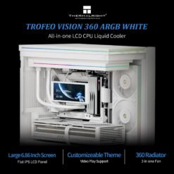 Alternative view of Thermalright TROFEO Vision 360 ARGB White CPU Liqud Cooler with 6.86-inch Magnetic IPS LCD Screen with 2400x1080 Resolution  for AM4/AM5,Intel lga1700/1851