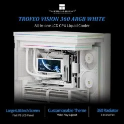 Alternative view of Thermalright TROFEO Vision 360 ARGB White CPU Liqud Cooler with 6.86-inch Magnetic IPS LCD Screen with 2400x1080 Resolution  for AM4/AM5,Intel lga1700/1851