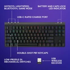 Logitech G515 Wireless Mechanical Gaming Keyboard TKL Low Profile LIGHTSYNC RGB Tri-Mode Connectivity 9 Logitech G515 Wireless Mechanical Gaming Keyboard TKL Low Profile LIGHTSYNC RGB Tri-Mode Connectivity - Image 3