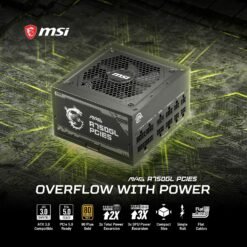MSI MAG A750GL 750W PCIE 5.1 ATX 3.1 Gaming Power Supply Full Modular 80 Plus Gold Certified Compact Size ATX PSU 9 MSI MAG A750GL 750W PCIE 5.1 ATX 3.1 Gaming Power Supply Full Modular 80 Plus Gold Certified Compact Size ATX PSU - Image 3