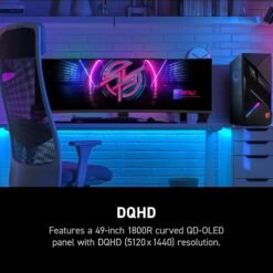 Alternative view of MSI MPG 491CQPX QD-OLED 49-inch OLED Gaming Monitor 5120 x 1440 (DQHD) 240Hz 0.03ms Adaptive-Synch VESA Mountable