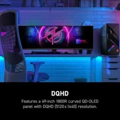 Alternative view of MSI MPG 491CQPX QD-OLED 49-inch OLED Gaming Monitor 5120 x 1440 (DQHD) 240Hz 0.03ms Adaptive-Synch VESA Mountable