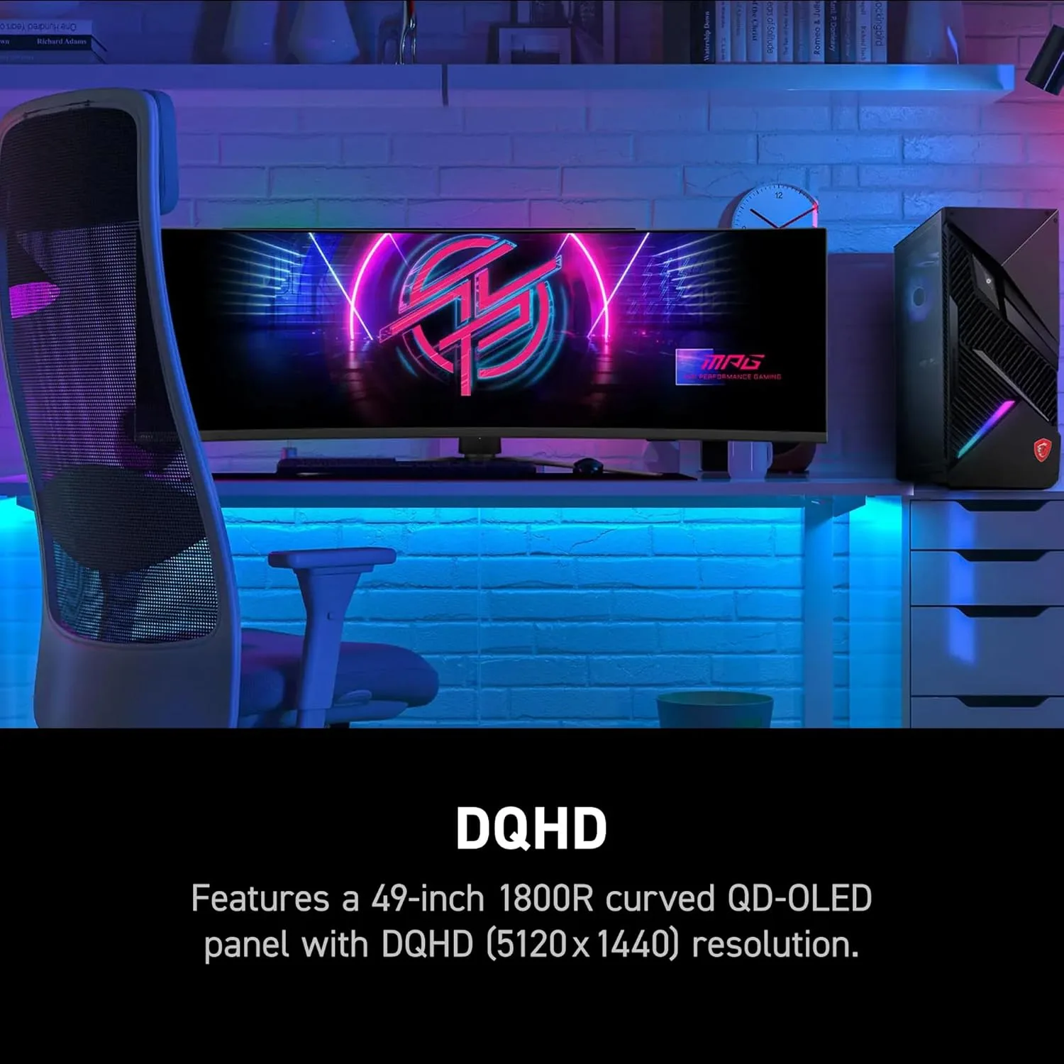 MSI MPG 491CQPX QD-OLED 49-inch OLED Gaming Monitor 5120 x 1440 (DQHD) 240Hz 0.03ms Adaptive-Synch VESA Mountable - Image 2
