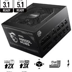 Alternative view of MSI MAG A850GL 850W PCIE 5.1 ATX 3.1 Gaming Power Supply Full Modular 80 Plus Gold Certified Compact Size ATX PSU