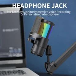 Alternative view of Jmary MC-PW13 RGB Gaming and Streaming Microphone with Pop Filter Plug and Play Type-C and USB Connectivity Desktop Microphone