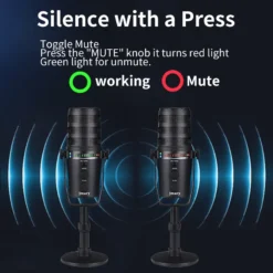 Jmary MC-PW12 Professional Microphone with XLR & USB Interface for Gaming Streaming and Podcast 360° Rotating Desktop Microphone 8 Jmary MC-PW12 Professional Microphone with XLR & USB Interface for Gaming Streaming and Podcast 360° Rotating Desktop Microphone - Image 3
