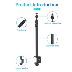 Jmary MT-49 Light Camera and Mobile Stand with C Clamp Desk Mount Table Stand Table Tripod for Camera, Ring Light, Streaming, Photo Video Shooting - Image 6