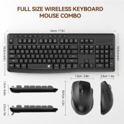 Redragon BS-7367B Wireless Keyboard and Mouse Combo Membrane Basic Mouse and Keyboard 2.4G Full-Sized with 5 Level DPI Adjustable 8 Redragon BS-7367B