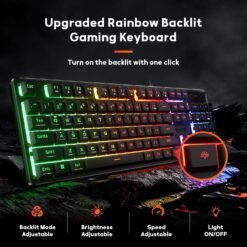 Alternative view of Redragon K521 NETHERBANE Wired Membrane Gaming Keyboard Rainbow Backlit 104 Keys with Multimedia Keys Anti-Ghosting