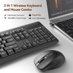 Redragon BS-7367B Wireless Keyboard and Mouse Combo Membrane Basic Mouse and Keyboard 2.4G Full-Sized with 5 Level DPI Adjustable 11 Redragon BS-7367B