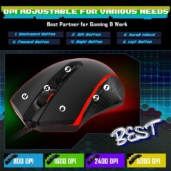 Redragon S107-BA Membrane Gaming Keyboard and Mouse Combo RGB 10000 DPI Mouse with 25-Key Anti-Ghosting, 1K Hz Programmable Mice with Software 9 Redragon S107-BA Membrane Gaming Keyboard and Mouse Combo RGB 10000 DPI Mouse with 25-Key Anti-Ghosting, 1K Hz Programmable Mice with Software - Image 4
