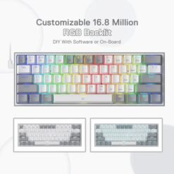 Redragon K617 Fizz 60% Wired RGB Mechanical Gaming Keyboard White Grey 61 Keys Hot-Swap Compact Mechanical Keyboard Linear Red Switch 11 Redragon K617 Fizz