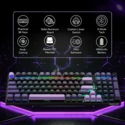 Redragon K740 PRO Wireless Mechanical Gaming Keyboard Tri-Mode Connectivity 98 Keys Linear Mint Mambo Switch with Linear Mint Mambo Switch 12 Redragon K740 PRO Wireless Mechanical Gaming Keyboard Tri-Mode Connectivity 98 Keys Linear Mint Mambo Switch with Linear Mint Mambo Switch - Image 6