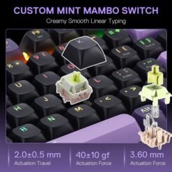 Redragon K740 PRO Wireless Mechanical Gaming Keyboard Tri-Mode Connectivity 98 Keys Linear Mint Mambo Switch with Linear Mint Mambo Switch 13 Redragon K740 PRO