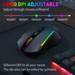 Redragon S151 PRO Wireless Membrane Gaming Keyboard & Mouse Combo RGB Tri-Mode Wireless Connectivity 12800 Dpi Mouse 10 Redragon S151 PRO Wireless Membrane Gaming Keyboard & Mouse Combo RGB Tri-Mode Wireless Connectivity 12800 Dpi Mouse - Image 4