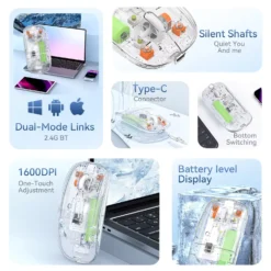 Transparent Wireless Mouse Slim Dual Mode Connectivity Bluetooth and 2.4G USB Rechargeable Mouse 12 Transparent Wireless Mouse Slim Dual Mode Connectivity Bluetooth and 2.4G USB Rechargeable Mouse - Image 5