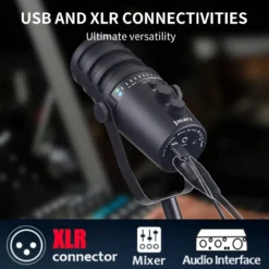 Alternative view of Jmary MC-PW12 Professional Microphone with XLR & USB Interface for Gaming Streaming and Podcast 360° Rotating Desktop Microphone