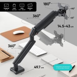 Xtrike-Me HT-20 WH Single Monitor Arm White Desk Mount Stand for Monitor and TV 13 to 32 Inches UP to 9 kg – Motion Swivel ±90° Rotation 360° VESA 10 Xtrike-Me HT-20 WH Single Monitor Arm White Desk Mount Stand for Monitor and TV 13 to 32 Inches UP to 9 kg – Motion Swivel ±90° Rotation 360° VESA - Image 4