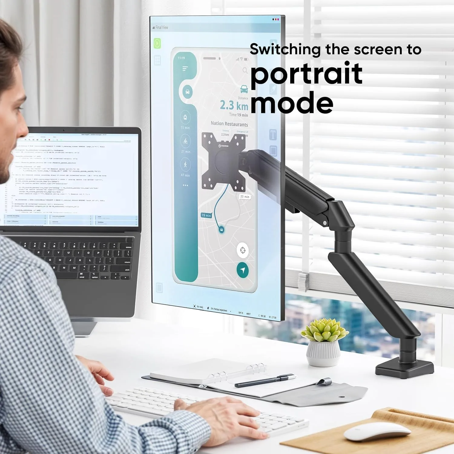 Xtrike-Me HT-20 Single Monitor Arm Desk Mount Stand for Monitor and TV 13 to 32 Inches UP to 9 kg – Motion Swivel ±90° Rotation 360° VESA - Image 2