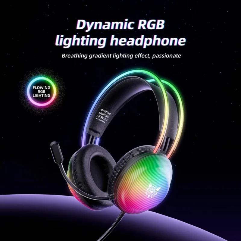 ONIKUMA X29 RGB Dynamic USB Gaming Headphone Professional Headset with Stereo Surround Sound Omnidirectional HD Mic for PC PS4 Xbox 18 ONIKUMA X29