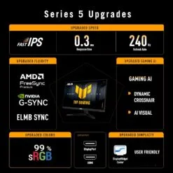 Alternative view of ASUS TUF Gaming Series 5 VG259QM5A 24.5 inch 240Hz 0.3ms Gaming Monitor Full HD Fast-IPS panel G-SYNC® compatible AMD FreeSync™ Premium, ELMB SYNC, 99% sRGB, Gaming AI