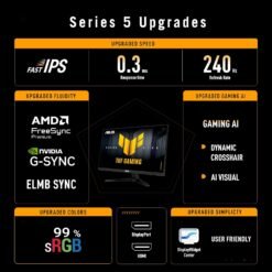 Alternative view of ASUS TUF Gaming Series 5 VG279QM5A 27 inch 240Hz 0.3ms Gaming Monitor Full HD Fast-IPS panel G-SYNC® compatible, AMD FreeSync™ Premium, Gaming AI