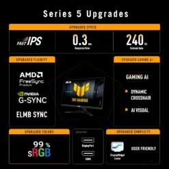 Alternative view of ASUS TUF Gaming Series 5 VG279QM5A 27 inch 240Hz 0.3ms Gaming Monitor Full HD Fast-IPS panel G-SYNC® compatible, AMD FreeSync™ Premium, Gaming AI