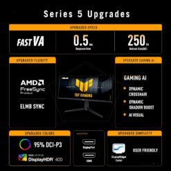 Alternative view of ASUS TUF Gaming Series 5 VG34WQML5A 34inch 250Hz Curved Gaming Monitor WQHD Fast VA panel 0.5ms, VESA DisplayHDR™ 400, 95% DCI-P3, Gaming AI