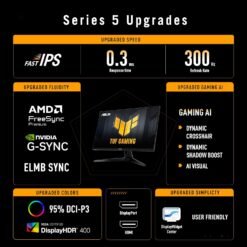 Alternative view of ASUS TUF Gaming Series 5 VG27AQM5A 27inch 300Hz 2K Gaming Monitor 0.3ms QHD(2560x1440), Fast IPS, ELMB Sync, 95% DCI-P3