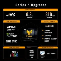 Alternative view of ASUS TUF Gaming Series 5 VG259QMR5A 24.5 inch 310Hz 0.3ms Gaming Monitor Full HD Fast-IPS panel, G-SYNC® compatible AMD FreeSync™ Premium, ELMB SYNC, 99% sRGB, Gaming AI