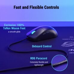 ASUS ROG Harpe Mini Core Wired Gaming Mouse (P524) 52-gram with pro-approved symmetrical shape and 12,000dpi optical sensor, ROG Micro Switch II 9 ASUS ROG Harpe Mini Core