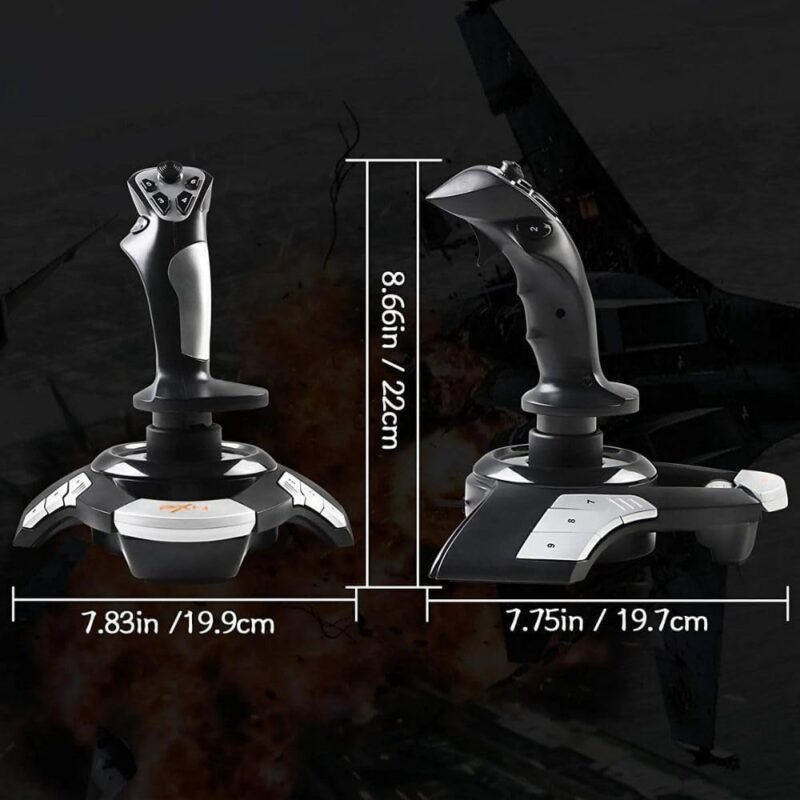 PXN F16 Flight Joystick Controller for PC with 4 axles, 12 action buttons, an 8-way hat switch, and a rapid-fire trigger 18 PXN F16