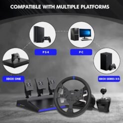 Alternative view of PXN V99 Gaming Racing Wheel with Gear Shifter and Pedals Driving Force Feedback 270°&900°, 11.8 inch, Tools APP for PC, Xbox, and PS4