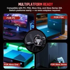 PXN V10 Ultra Gaming Steering Wheel with Pedal Force Feedback for PC/Xbox/ PS4, 270mm Leather Adjustable Pedals 14 PXN V10 Ultra Gaming Steering Wheel with Pedal Force Feedback for PC/Xbox/ PS4, 270mm Leather Adjustable Pedals - Image 7