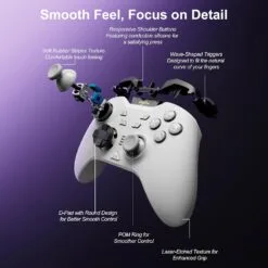 Alternative view of PXN P5 Wireless Gaming Controller White For PC, Steam Deck, Switch/Switch 2, Android & iOS 1000Hz Polling, 4 Macro Buttons, 2.4G/BT/SW
