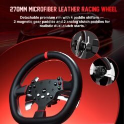 PXN V10 Ultra Gaming Steering Wheel with Pedal Force Feedback for PC/Xbox/ PS4, 270mm Leather Adjustable Pedals 11 PXN V10 Ultra Gaming Steering Wheel with Pedal Force Feedback for PC/Xbox/ PS4, 270mm Leather Adjustable Pedals - Image 4