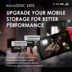 Alternative view of Transcend 340S 128GB A2 V30 microSDXC Micro SD Card Up to 160MB/s UHS-I U3 C10 4K UHD Video Memory Card w/Adapter