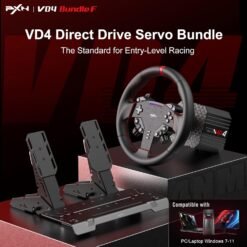 Alternative view of PXN VD4 Bundle Gaming Steering Wheel for PC Sim Racing Setup with 4Nm Direct Drive Servo Motor Base W AS Racing Wheel & PD HM Brake