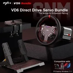 Alternative view of PXN VD6 Bundle PC Steering Wheel and Pedals with 6 Nm Direct Drive Servo Motor Base Professional Sim Racing Setup