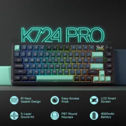 Alternative view of Redragon K724 PRO BEHEMOTH Wireless Mechanical RGB Gaming Keyboard 75% Layout 3-Mode Connectivity Linear Mint Mambo Switch