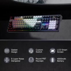 Alternative view of Redragon K762 PRO TERRAFLARE RGB Wireless Mechanical Gaming Keyboard White & Black with LCD Screen & Volume Knob 3-Mode Connectivity