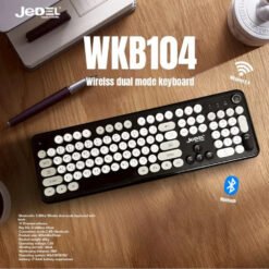 Alternative view of JeDEL WKB104 Round Keys Dual-Mode Wireless Keyboard (Bluetooth + 2.4GHz) with Volume Control Knob