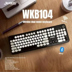 Alternative view of JeDEL WKB104 Round Keys Dual-Mode Wireless Keyboard (Bluetooth + 2.4GHz) with Volume Control Knob