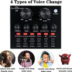 V8 Bm-800 Podcast Microphone Equipment Bundle Recording Studio Package with Voice Changer, Live Sound Card - Audio Interface for Laptop Computer - Image 4