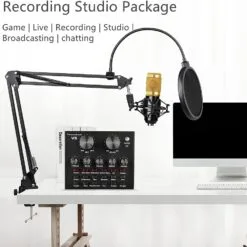 Alternative view of V8 Bm-800 Podcast Microphone Equipment Bundle Recording Studio Package with Voice Changer, Live Sound Card - Audio Interface for Laptop Computer