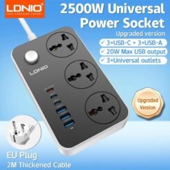 Alternative view of LDNIO SC3604C Outdoor Waterproof 3-Way Power Strip 2500W with USB-C Ports