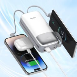 Alternative view of LDNIO PQ30 30000mAh 22.5W Power Bank with USB-C Fast Charging smart LED Display Built-in Charging Cable