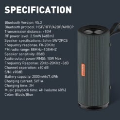LDNIO BTS13 Mini Wireless BT 5.3 Bass HIFI Speaker with Ambience Light 2000Mah Battery - Image 5